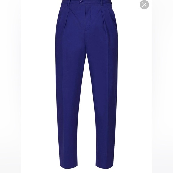 Yves Saint Laurent Dark Blue Cotton Dress Pants - Picture 1 of 1